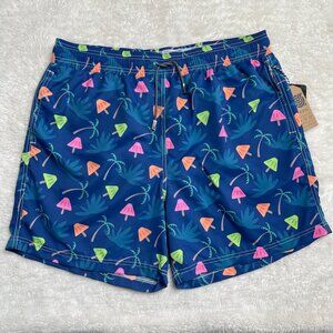 NWT COSTAAZUL Men's Blue Popsicle & Palm Trees Pattern Trunk Shorts Size Medium